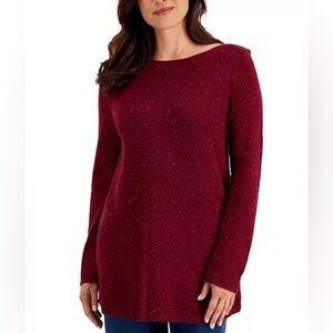 Karen Scott-Nep Curved-Hem Sweater - Size: Small - Color: Merlot - NEW!!